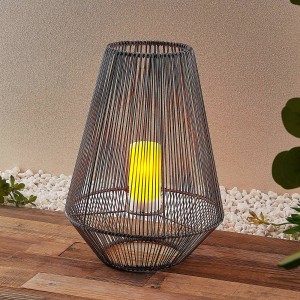 Lindby Kaati LED solar-lantaarn, rotanoptiek 37 cm