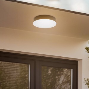 Lindby LED buiten plafondlamp Lyam, IP65, donkergrijs