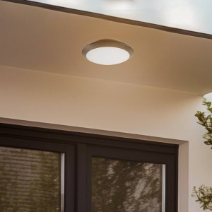 Lindby LED buiten plafondlamp Naira, grijs, z. sensor