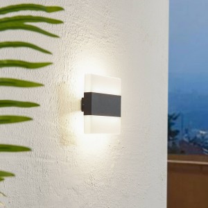 Lindby LED buitenwandlamp Branor, aluminium, donkergrijs, IP54