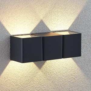 Lindby LED buitenwandlamp Niclas, hoekig