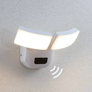 Lindby LED buitenwandlamp Nikias met sensor, 2 lampjes