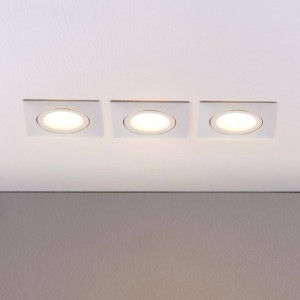 Lindby LED inbouwspot Andrej, hoekig, wit, set van 3