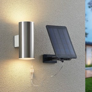 Lindby Maurun LED solarwandlamp, zilver