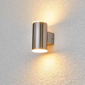 Lindby Morena – roestvrij stalen buitenwandlamp met LED’s