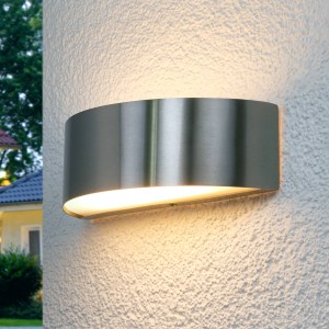 Lindby Roestvrij stalen buitenwandlamp Nadia met LED’s