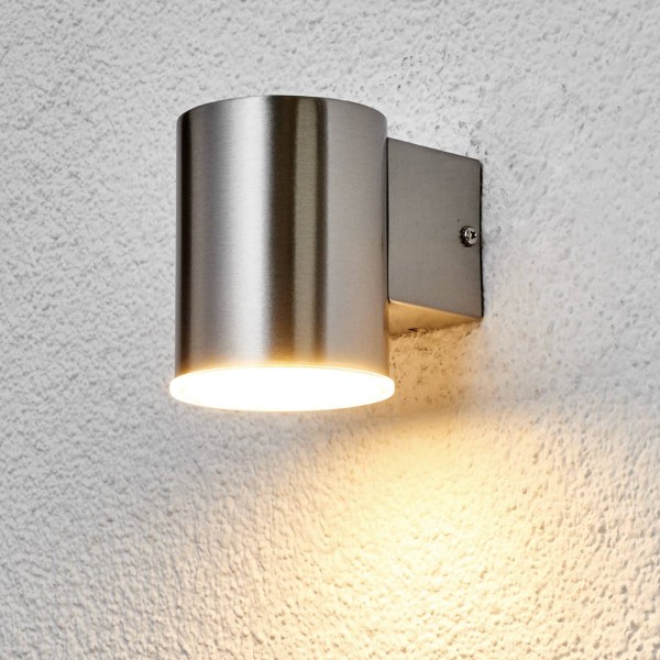 Lindby ronde led-buitenwandlamp morena van rvs