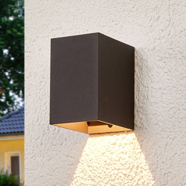 Lucande donkergrijze led-buitenwandlamp mikka