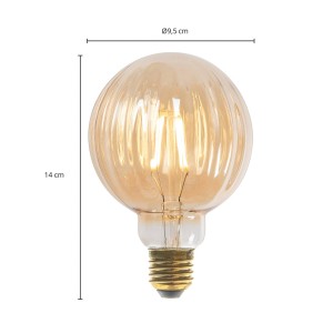 Lucande E27 3,8W LED G95 2700K 340lm Rillen amber per 5