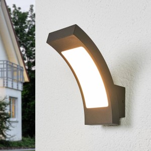 Lucande Grafietgrijze LED buiten wandlamp Juvia, IP54