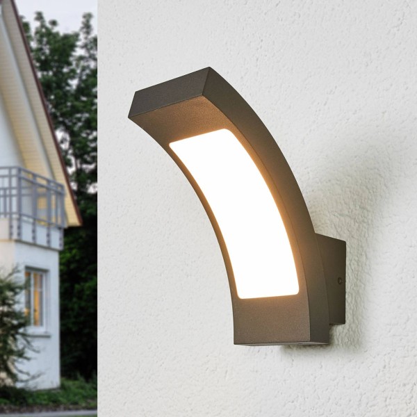 Lucande grafietgrijze led buiten wandlamp juvia