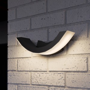 Lucande Grafietkleurige LED-buitenwandlamp Half