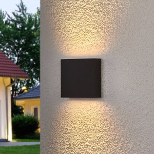 Lucande Hoekige LED outdoor wandlamp Trixy in antraciet