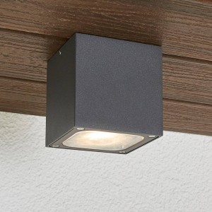 Lucande Kubusvormige LED buiten plafondlamp Tanea, IP54