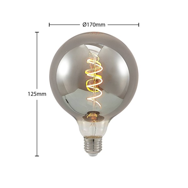 Lucande led e27 g125 4w 1. 800k dimbaar smoke per 2