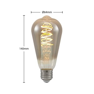 Lucande LED E27 ST64 4W 1.800K dimbaar smoke per 2