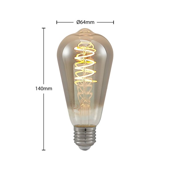 Lucande led e27 st64 4w 1. 800k dimbaar smoke per 2