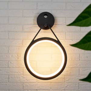 Lucande LED buiten wandlamp Mirco met sensor, ringvormig