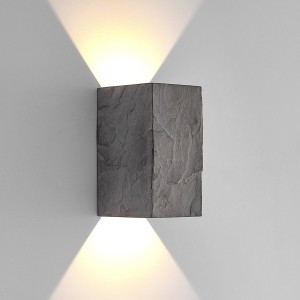 Lucande LED buiten wandlamp Vigga, leisteenoptiek