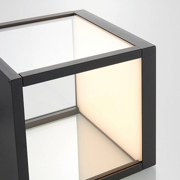 Lucande led buitenwandlamp cube met glazen kap grafiet 3