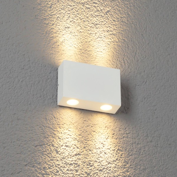 Lucande led buitenwandlamp henor in wit met 2 lichtpunten 2