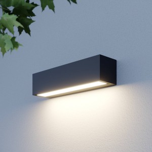 Lucande LED buitenwandlamp Lengo, 25 cm, grafietgrijs, 1-lamp.