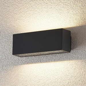 Lucande LED buitenwandlamp Oliver, donkergrijs, 18 cm