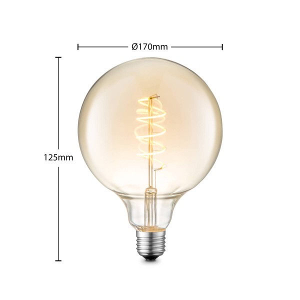 Lucande led lamp e27 g125 4w 2. 700k dimbaar amber