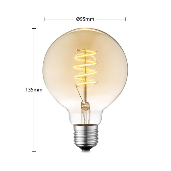 Lucande led lamp e27 g95 4w 2. 700 k dimbaar amber