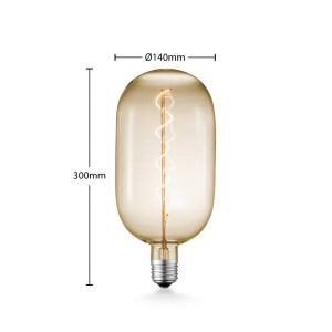 Lucande LED lamp E27 T140 4W 2.700K dimbaar amber