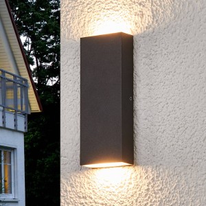 Lucande Platte led-buitenwandlamp Corda