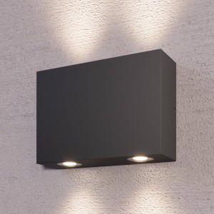 Lucande Vierkante buitenwandlamp Henor met 4 leds