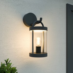 Lucande buitenwandlamp Cassian, IP54, aluminium, donkergrijs