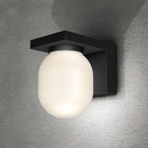 Lucande buitenwandlamp Ovaali, glas, donkergrijs, IP65