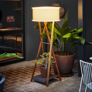 MARSET Cala 140 vloerlamp, IP65, iroko/bruin