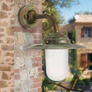 Moretti Luce Buitenwandlamp Antique, hoogte 26 cm, antiek-koper