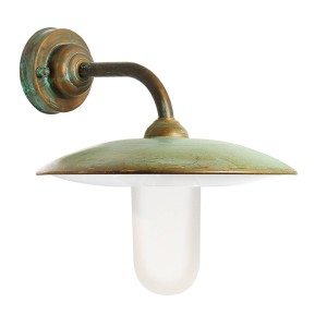 Moretti Luce Buitenwandlamp Casale, antiek-koper glas opaal