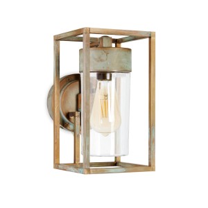 Moretti Luce Buitenwandlamp Cubic 3372 antiek messing/helder