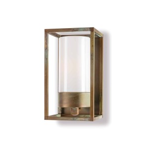 Moretti Luce Buitenwandlamp Cubic³ 3365 messing antiek/opaal