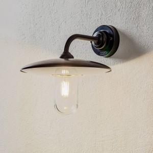 Moretti Luce Buitenwandlamp Golfo messing gebruineerd glas