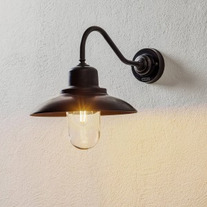 Moretti Luce Buitenwandlamp Patio, messing gebruineerd, gebogen