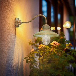 Moretti Luce Buitenwandlamp Patio, messing-koper antiek