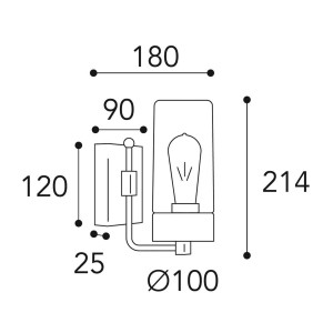 Moretti Luce Buitenwandlamp Silindar 3390, messing antiek/opaal