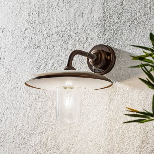 Moretti Luce Casale buitenwandlamp, antiek koper helder glas