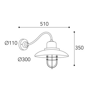 Moretti Luce Wandlamp Patio Cage 3300 messing antiek/helder