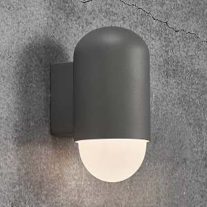 Nordlux Buitenwandlamp Heka, antracietgrijs, aluminium, hoogte 21,6 cm