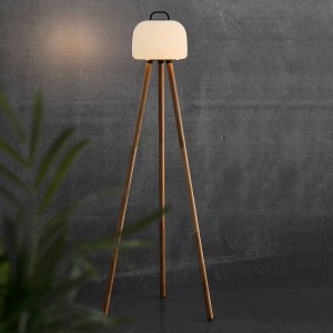 Nordlux LED vloerlamp Kettle Tripod hout, kap 22cm