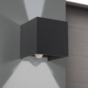 ORION Buitenwandlamp Cube-S, antraciet, metaal, sensor