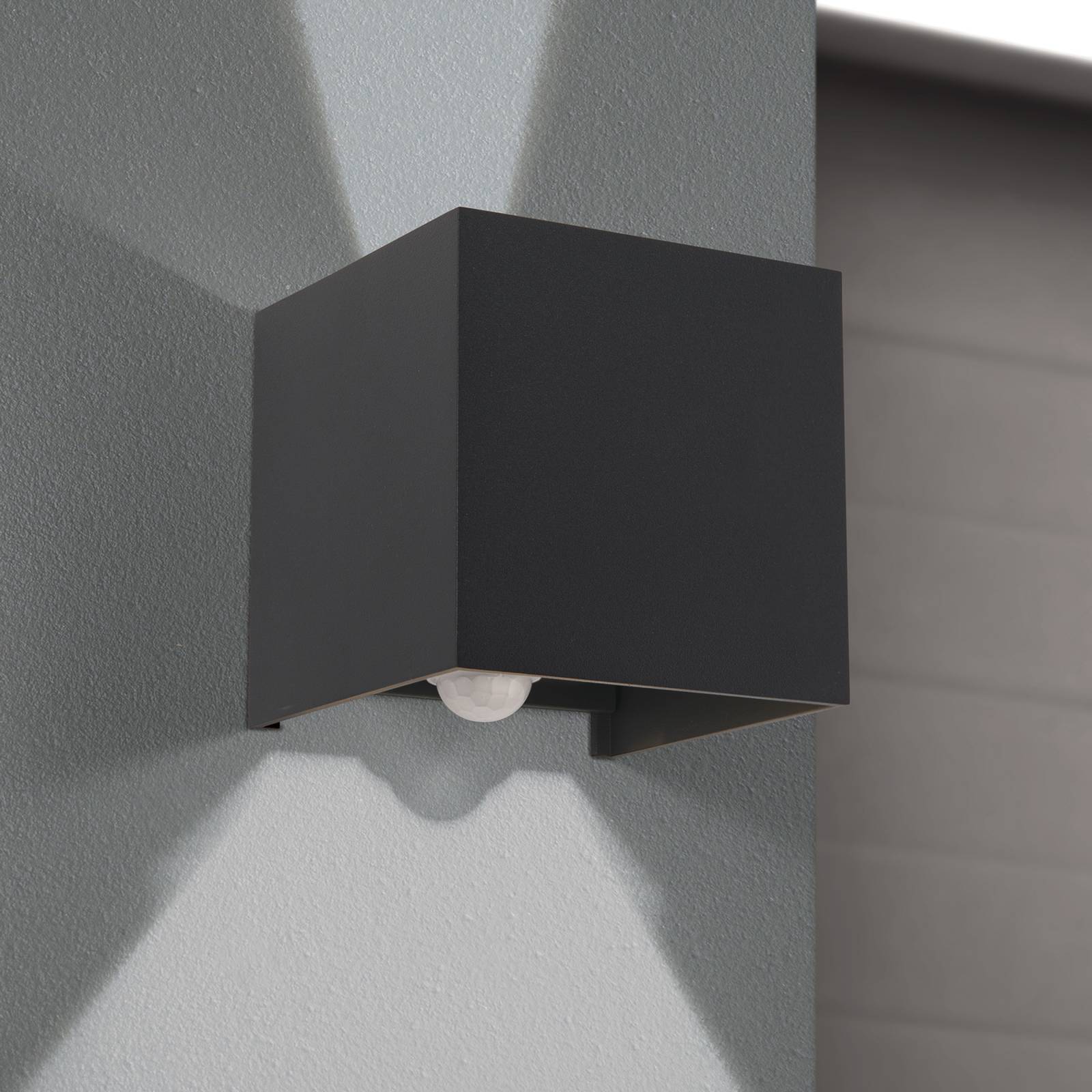 Orion buitenwandlamp cube-s, antraciet, metaal, sensor