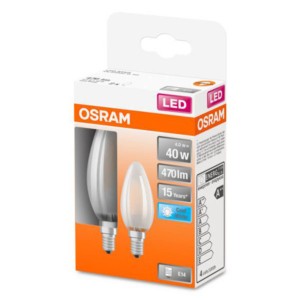 OSRAM Classic B LED lamp E14 4W 4.000K mat 2/set